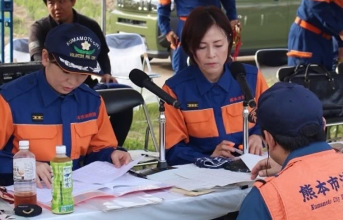 消防団の通常点検競技大会でアナウンスを担当